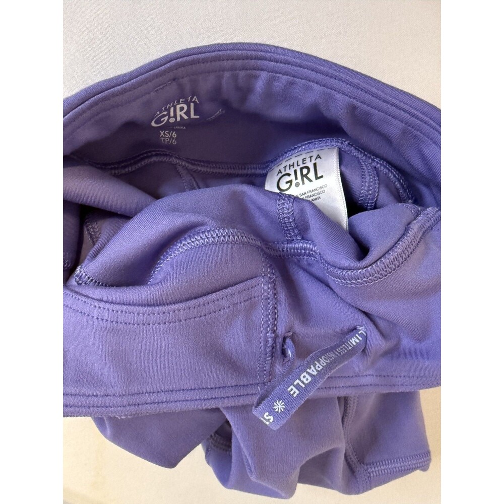Athleta Girl Stash Your Treasures Purple Bike Shorts XS 6 Pockets Powervita EUC - Picture 6 of 8